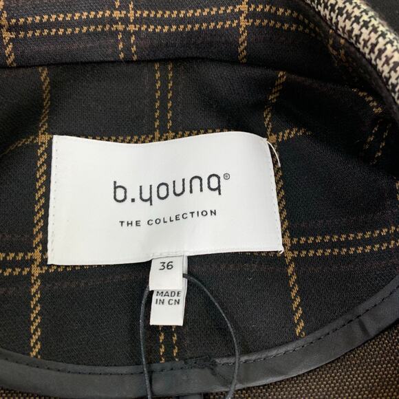 NEW B.young Size 36 US M Long Blazer Jacket Check Mix Black Preppy Soft Stretchy - Picture 10 of 12